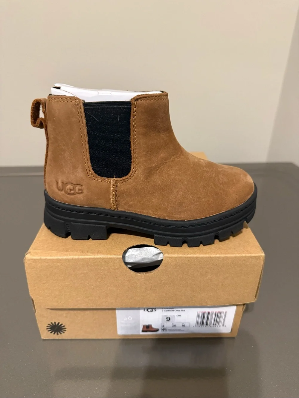 UGG Kids Brown Chelsea Boot with Black Elastic Panel